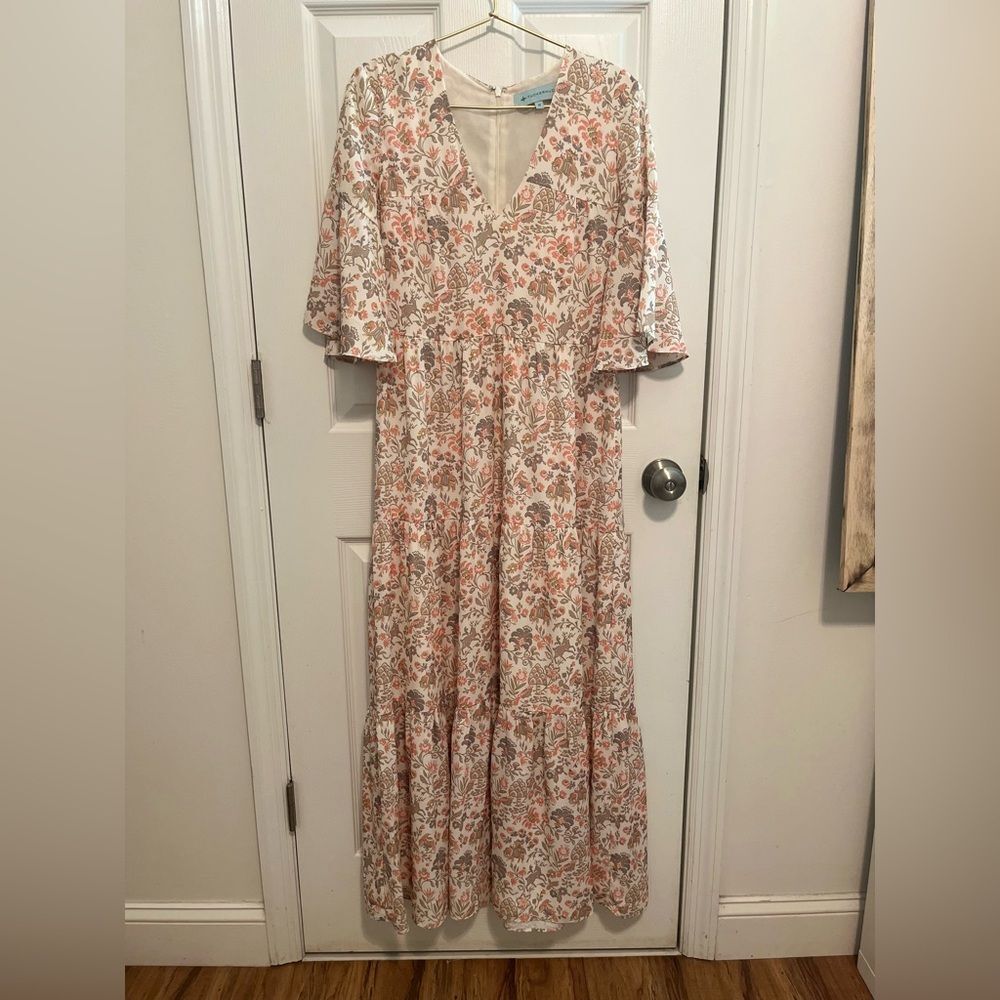 Tuckernuck The Ginger Floral Short Flutter Sleeves Maxi Dress NWOT - Picture 3 of 10